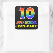 10. Geburtstag: Bold, Fun, Simple, Rainbow 10 Quadratischer Aufkleber (Tasche)