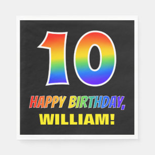 10. Geburtstag: Bold, Fun, Simple, Rainbow 10 Serviette