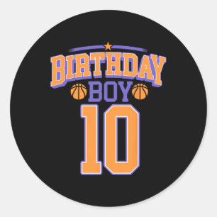 10. Geburtstag Boy Basketball Lover 10 Jahre Altes Runder Aufkleber
