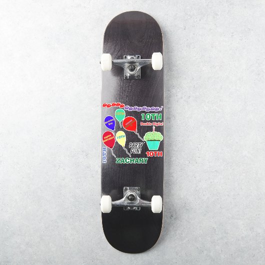 10. Geburtstag Boy Cupcake Balloons Vinyl Aufkleber (Skateboard)