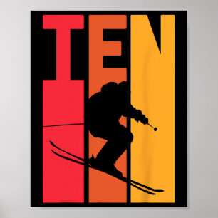 10. Geburtstag Boy Retro Ski Lover Skier 10 Jahre  Poster
