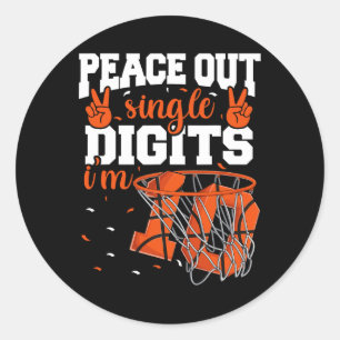 10. Geburtstag Boys Bysketbyll Peace Out Single Di Runder Aufkleber