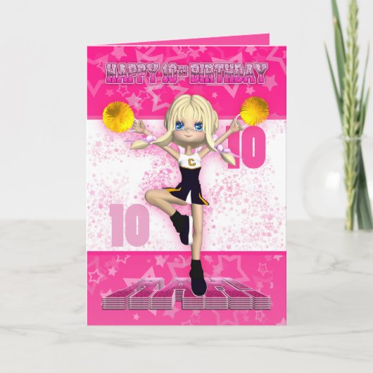 10. Geburtstag Cheerleader Grußkarte Karte (Vorderseite)