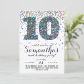 10. Geburtstag Confetti Einladung (Stehend Vorderseite)