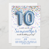 10. Geburtstag Confetti Einladung (Vorne/Hinten)