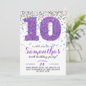 10. Geburtstag Confetti Einladung (Stehend Vorderseite)