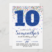 10. Geburtstag Confetti Einladung (Vorne/Hinten)