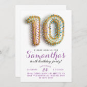 10. Geburtstag Confetti Einladung (Vorne/Hinten)