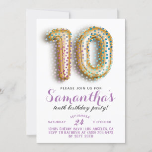 10. Geburtstag Confetti Einladung