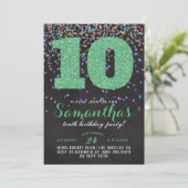 10. Geburtstag Confetti Einladung (Stehend Vorderseite)