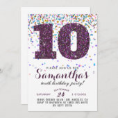 10. Geburtstag Confetti Einladung (Vorne/Hinten)