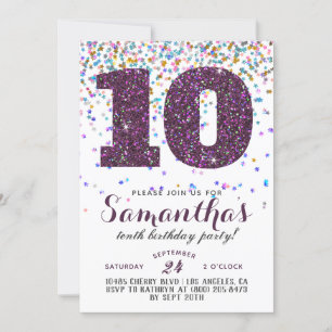 10. Geburtstag Confetti Einladung