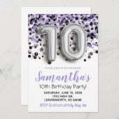 10. Geburtstag Confetti Einladung (Vorne/Hinten)