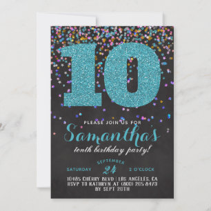 10. Geburtstag Confetti Einladung