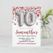 10. Geburtstag Confetti Einladung (Stehend Vorderseite)
