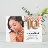 10. Geburtstag Confetti Gold Portrait Einladung (Stehend Vorderseite)