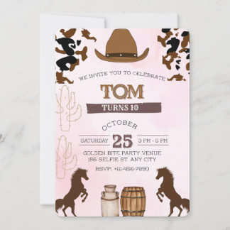 10. Geburtstag | Cowboy-Thema Einladung