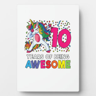 10. Geburtstag Dabbing Einhorn Party Geschenk 10 J Fotoplatte