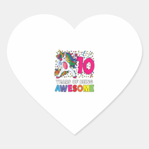 10. Geburtstag Dabbing Einhorn Party Geschenk 10 J Herz-Aufkleber