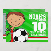 10. Geburtstag des Kinderfußball-/-fußballgrüns Einladung (Vorne/Hinten)