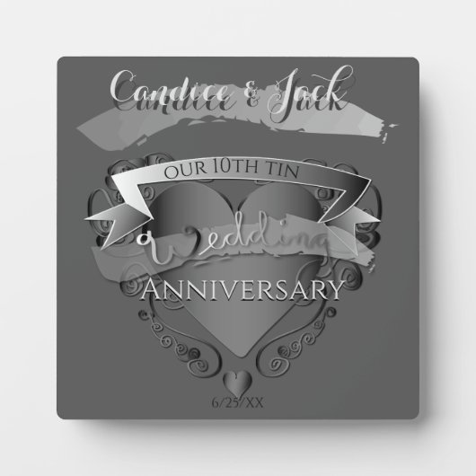 10. Geburtstag des Zehn-Jubiläums 3D-Herz-Emblem Fotoplatte (Vorderseite)