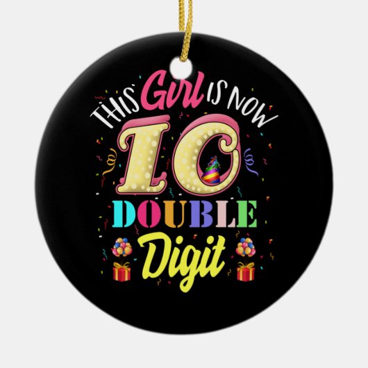 10. Geburtstag dieses Mädchen ist jetzt 10 zweiste Keramik Ornament (Vorne)