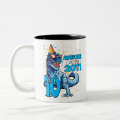 10. Geburtstag Dinosaurier 10 Jahre Junge Kinder Zweifarbige Tasse (Links)