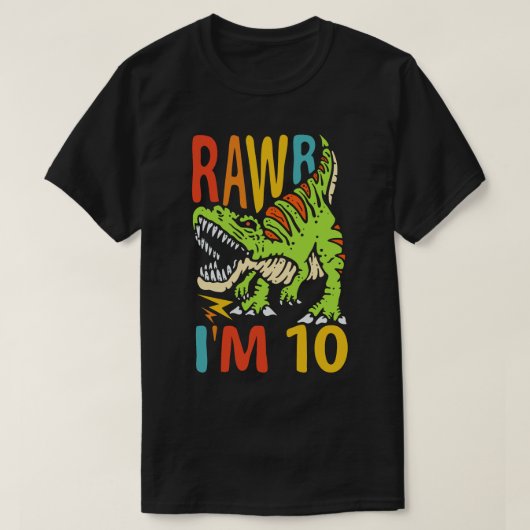 10. Geburtstag Dinosaurier T Rex Rawr Ich bin 10 f T-Shirt (Design vorne)