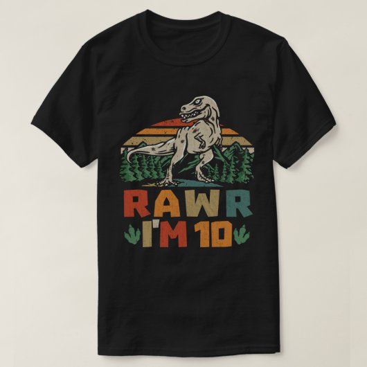 10. Geburtstag Dinosaurier T Rex Rawr Ich bin 10 f T-Shirt (Design vorne)