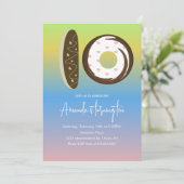 10. Geburtstag Donuts Rainbow Ombre Party Einladung (Stehend Vorderseite)