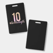 10. Geburtstag doppelte Ziffern Mädchen Peach Ombr Ausweis (Vorder- & Rückseite)