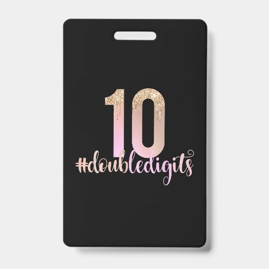 10. Geburtstag doppelte Ziffern Mädchen Peach Ombr Ausweis (Vorderseite)