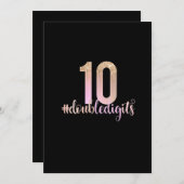 10. Geburtstag doppelte Ziffern Mädchen Peach Ombr Einladung (Vorne/Hinten)