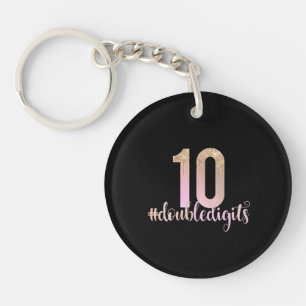 10. Geburtstag doppelte Ziffern Mädchen Peach Ombr Schlüsselanhänger