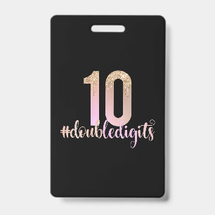 10. Geburtstag Doppelziffer Mädchen Pfirsich Ombre Ausweis
