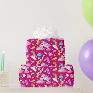 10. Geburtstag Einhorn Muster Rubin Farbe Geschenkpapier