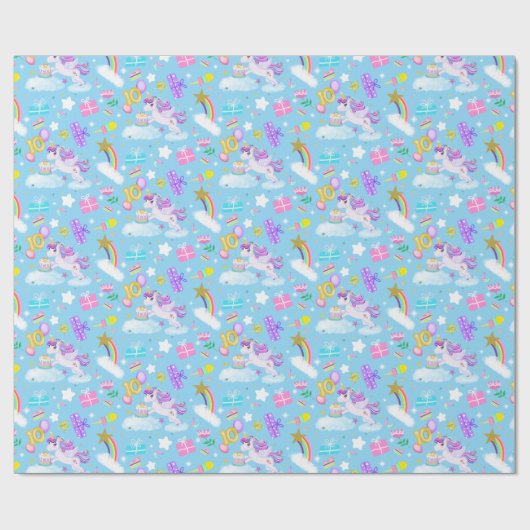 10. Geburtstag Einhorn Musterpapier Geschenkpapier (Flach)