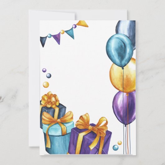 10. Geburtstag Einladung Gold Glitzer (Rückseite)