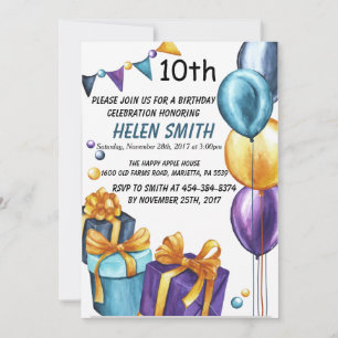 10. Geburtstag Einladung Gold Glitzer