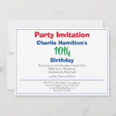10. Geburtstag Einladung mit Foto (Rückseite)