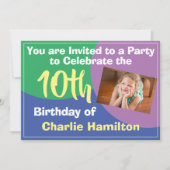 10. Geburtstag Einladung mit Foto (Vorderseite)