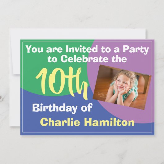10. Geburtstag Einladung mit Foto (Vorderseite)