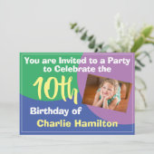 10. Geburtstag Einladung mit Foto (Stehend Vorderseite)
