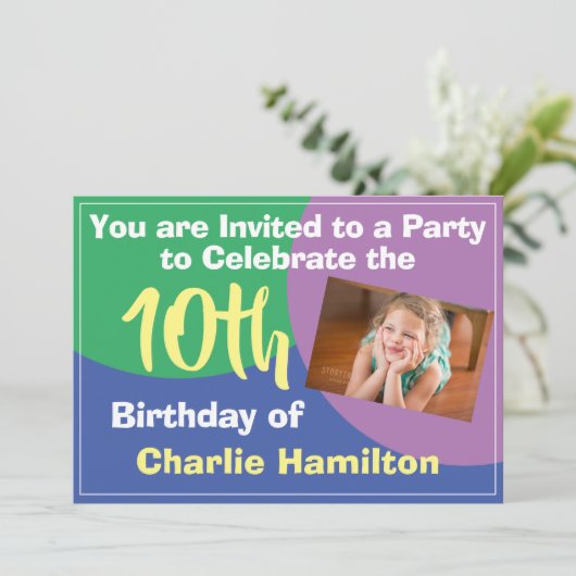 10. Geburtstag Einladung mit Foto (Stehend Vorderseite)