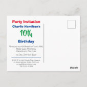 10. Geburtstag Einladung mit Foto Postkarte (Rückseite)
