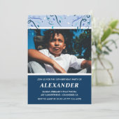 10. Geburtstag Einladungen Foto Navy Blue (Stehend Vorderseite)