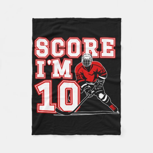 10. Geburtstag Eishockey Junge Zehn Jahre Alt Eish Fleecedecke (Vorderseite)