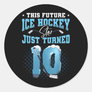 10. Geburtstag Eishockey Runder Aufkleber