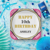 10. Geburtstag Elegant Rosa Gold Pappteller (Party)