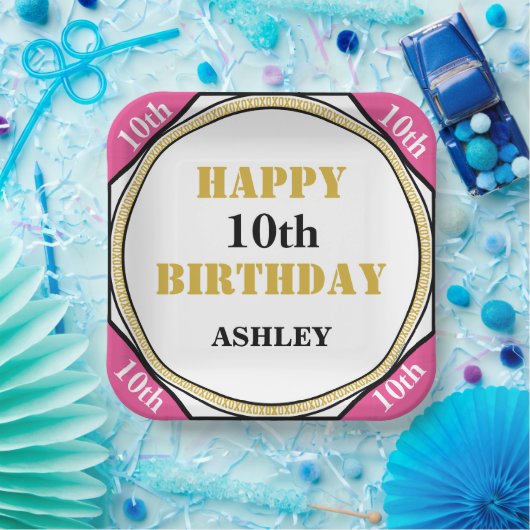 10. Geburtstag Elegant Rosa Gold Pappteller (Party)